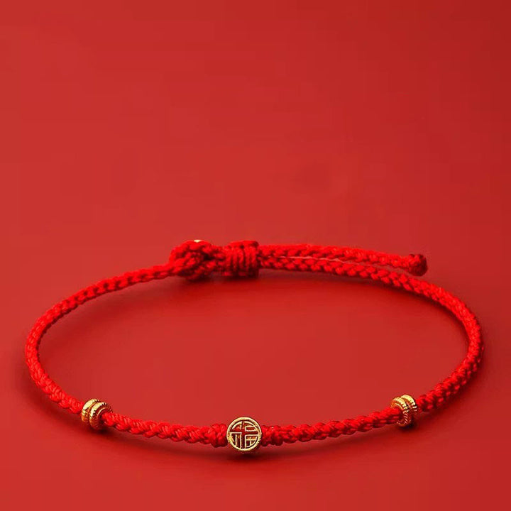 Bracelet porte-bonheur en argent sterling 925 tressé à la main avec cordon rouge et Buddha Stones