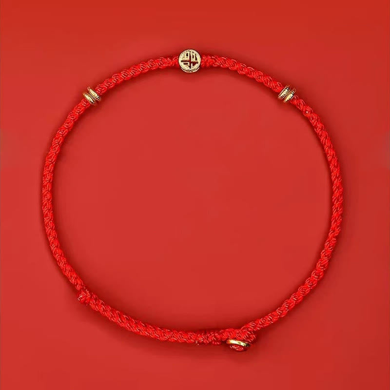 Bracelet porte-bonheur en argent sterling 925 tressé à la main avec cordon rouge et Buddha Stones - image 3