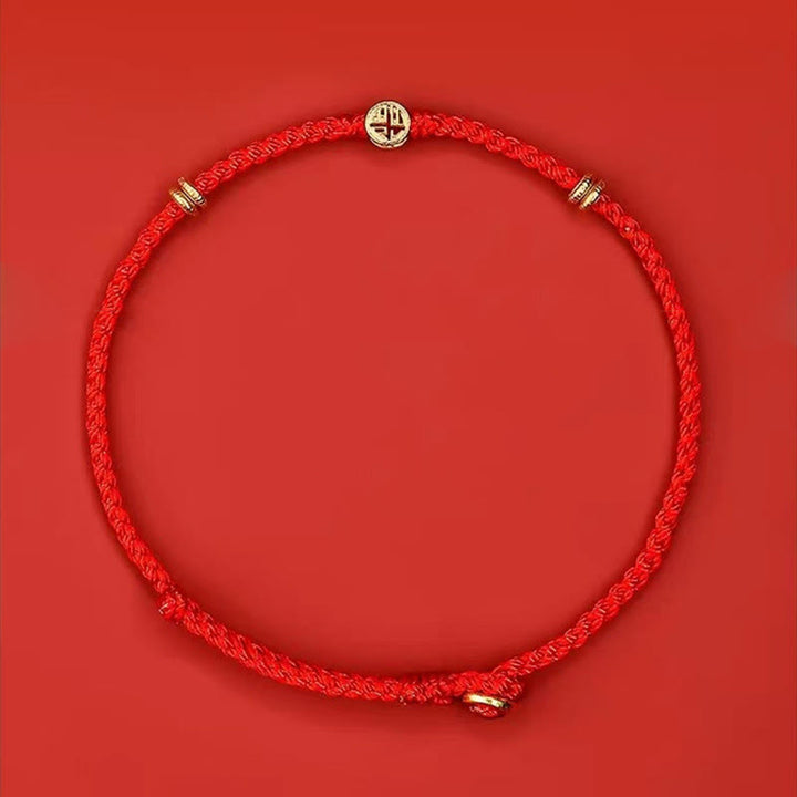 Bracelet porte-bonheur en argent sterling 925 tressé à la main avec cordon rouge et Buddha Stones - image 3