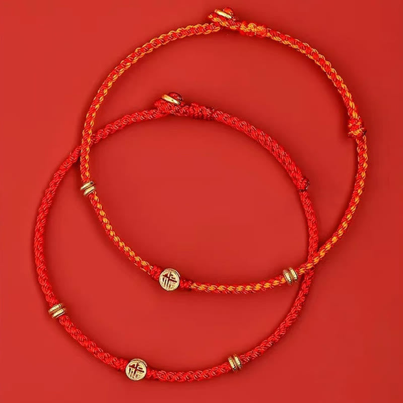 Bracelet porte-bonheur en argent sterling 925 tressé à la main avec cordon rouge et Buddha Stones - image 1