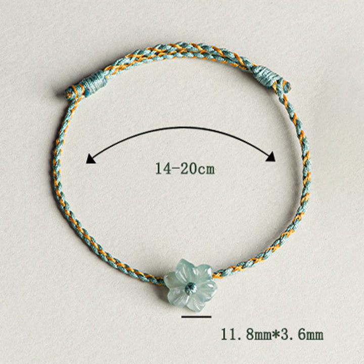 Bracelet de prospérité tressé en jade orchidée verte fait main par Buddha Stones
