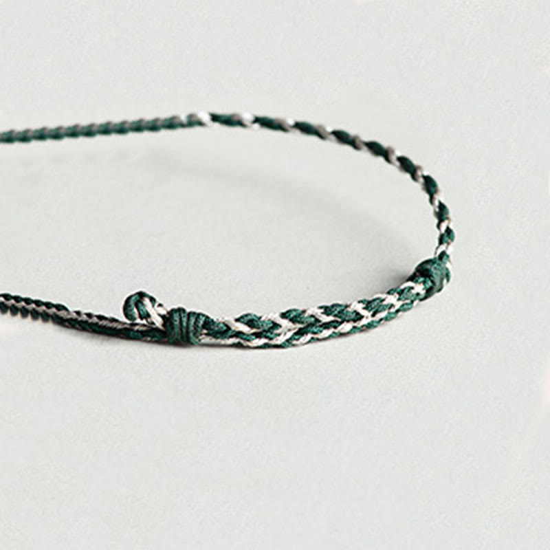 Bracelet de prospérité tressé en jade orchidée verte fait main par Buddha Stones