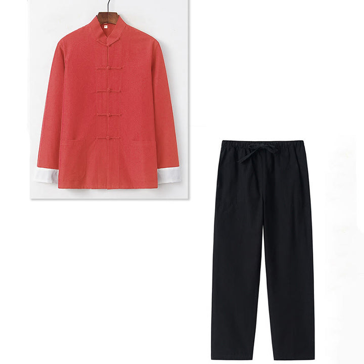 Ensemble 2 pièces pour homme avec chemise à manches longues et pantalon en coton à boutons de Buddha Stones - image 12