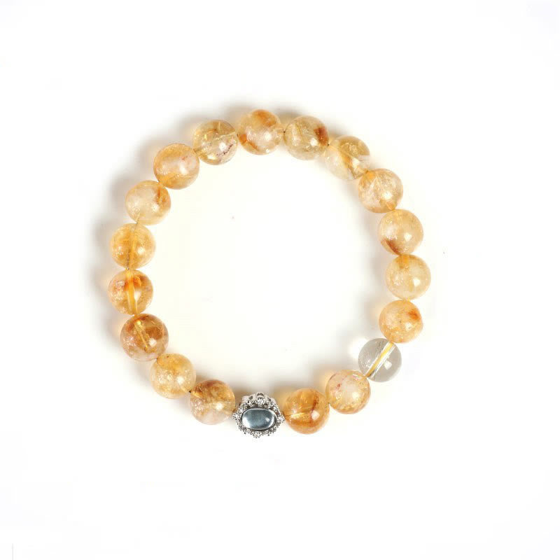 Bracelet de prospérité en quartz rutile et citrine naturelle de Buddha Stones