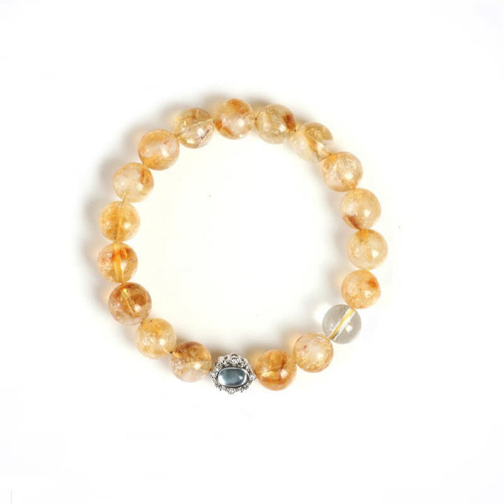 Bracelet de prospérité en quartz rutile et citrine naturelle de Buddha Stones