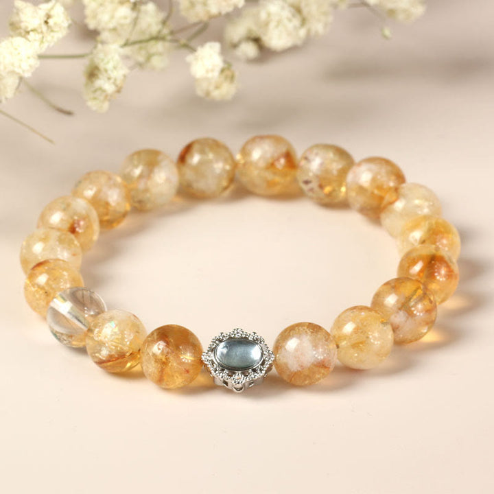 Bracelet de prospérité en quartz rutile et citrine naturelle de Buddha Stones