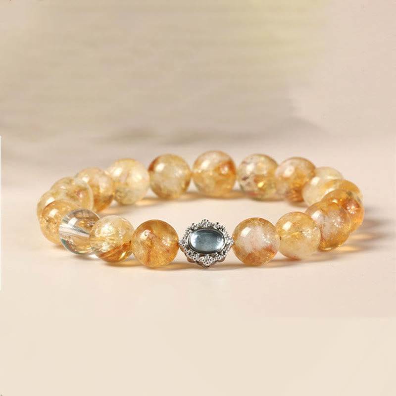 Bracelet de prospérité en quartz rutile et citrine naturelle de Buddha Stones
