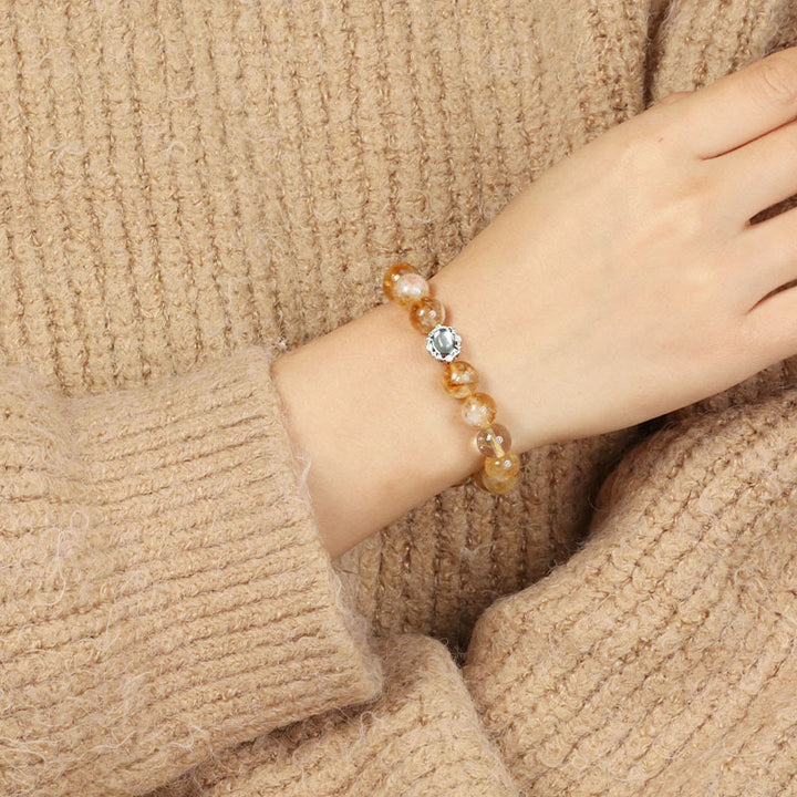 Bracelet de prospérité en quartz rutile et citrine naturelle de Buddha Stones