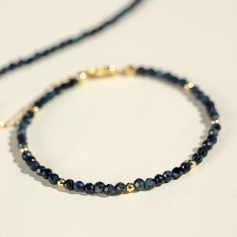 Bracelet de sagesse en perles de cuivre et tourmaline indicolite avec Buddha Stones