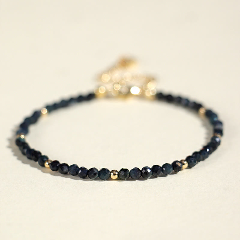 Bracelet de sagesse en perles de cuivre et tourmaline indicolite avec Buddha Stones