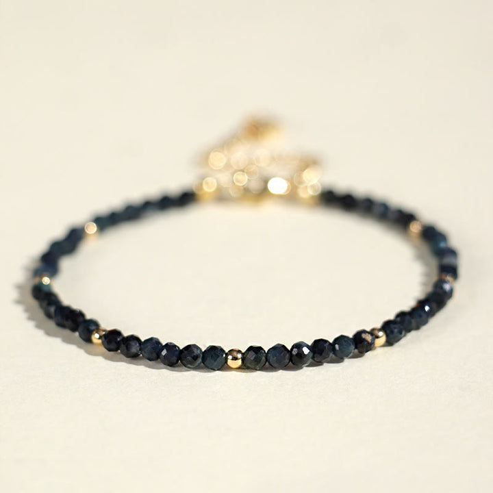 Bracelet de sagesse en perles de cuivre et tourmaline indicolite avec Buddha Stones