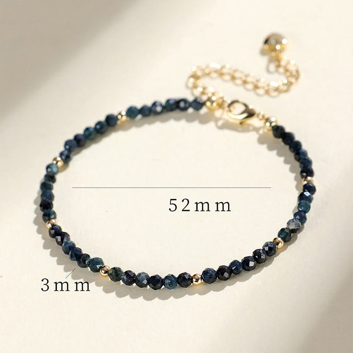 Bracelet de sagesse en perles de cuivre et tourmaline indicolite avec Buddha Stones