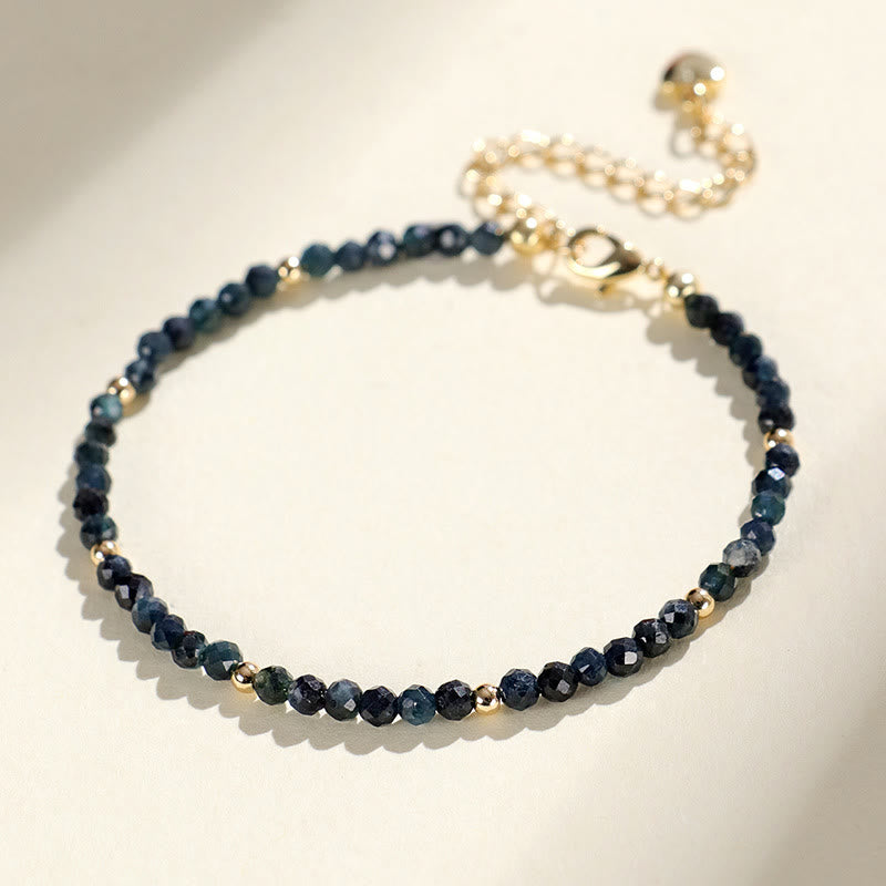 Bracelet de sagesse en perles de cuivre et tourmaline indicolite avec Buddha Stones