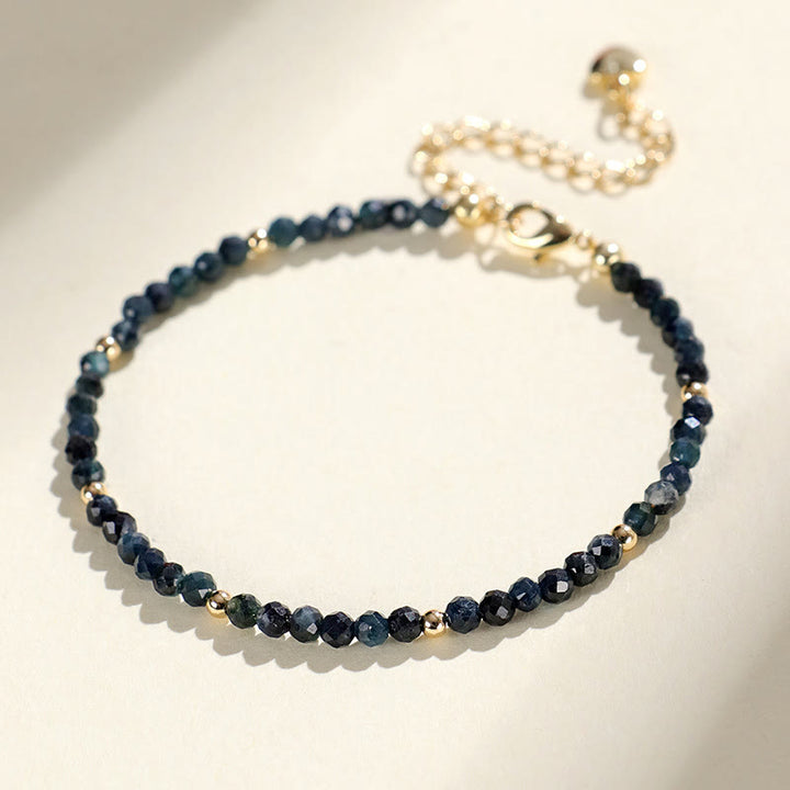 Bracelet de sagesse en perles de cuivre et tourmaline indicolite avec Buddha Stones