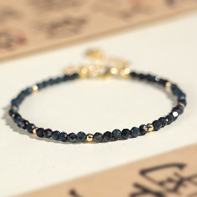 Bracelet de sagesse en perles de cuivre et tourmaline indicolite avec Buddha Stones