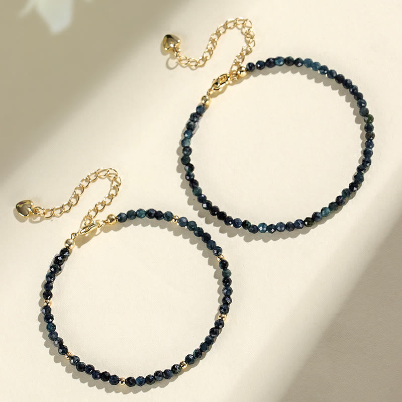 Bracelet de sagesse en perles de cuivre et tourmaline indicolite avec Buddha Stones