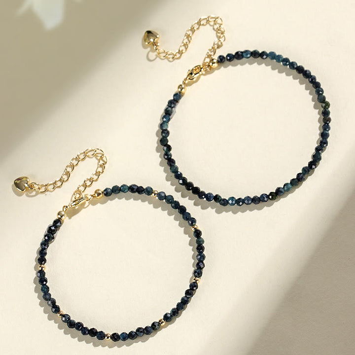 Bracelet de sagesse en perles de cuivre et tourmaline indicolite avec Buddha Stones