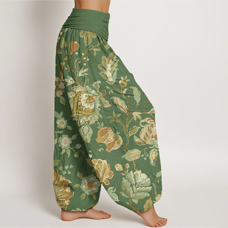 Pantalon Buddha Stones décontracté à taille élastique pour femme avec motif de fleurs en fleurs et bourgeons - image 6