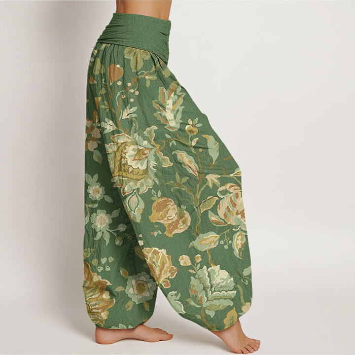 Pantalon Buddha Stones décontracté à taille élastique pour femme avec motif de fleurs en fleurs et bourgeons - image 6