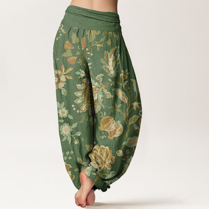 Pantalon Buddha Stones décontracté à taille élastique pour femme avec motif de fleurs en fleurs et bourgeons - image 6