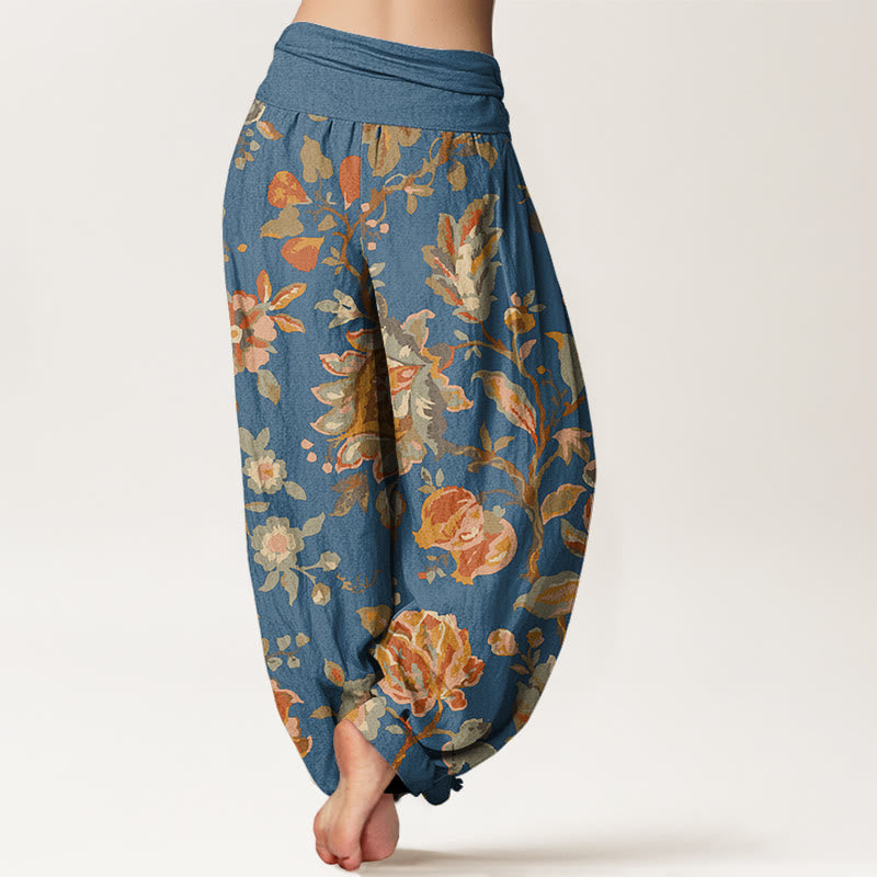 Pantalon Buddha Stones décontracté à taille élastique pour femme avec motif de fleurs en fleurs et bourgeons - image 8