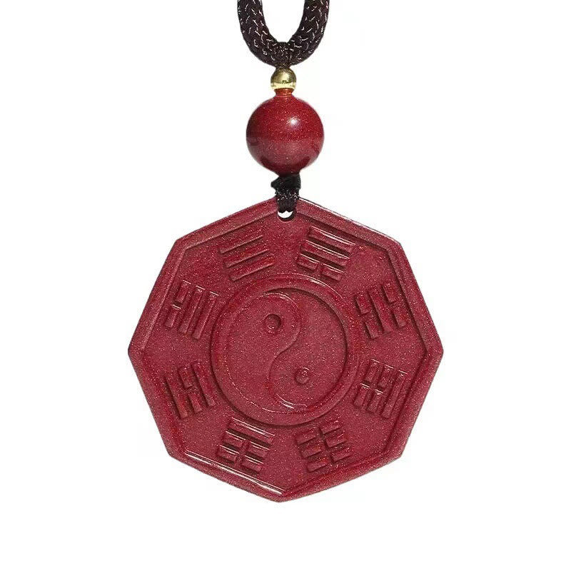 Collier pendentif calme en Buddha Stones en cinabre naturel Bagua Taishang Laojun Fu