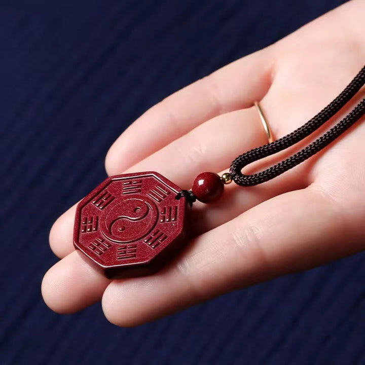 Collier pendentif calme en Buddha Stones en cinabre naturel Bagua Taishang Laojun Fu