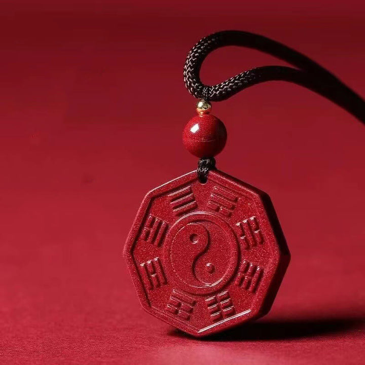 Collier pendentif calme en Buddha Stones en cinabre naturel Bagua Taishang Laojun Fu
