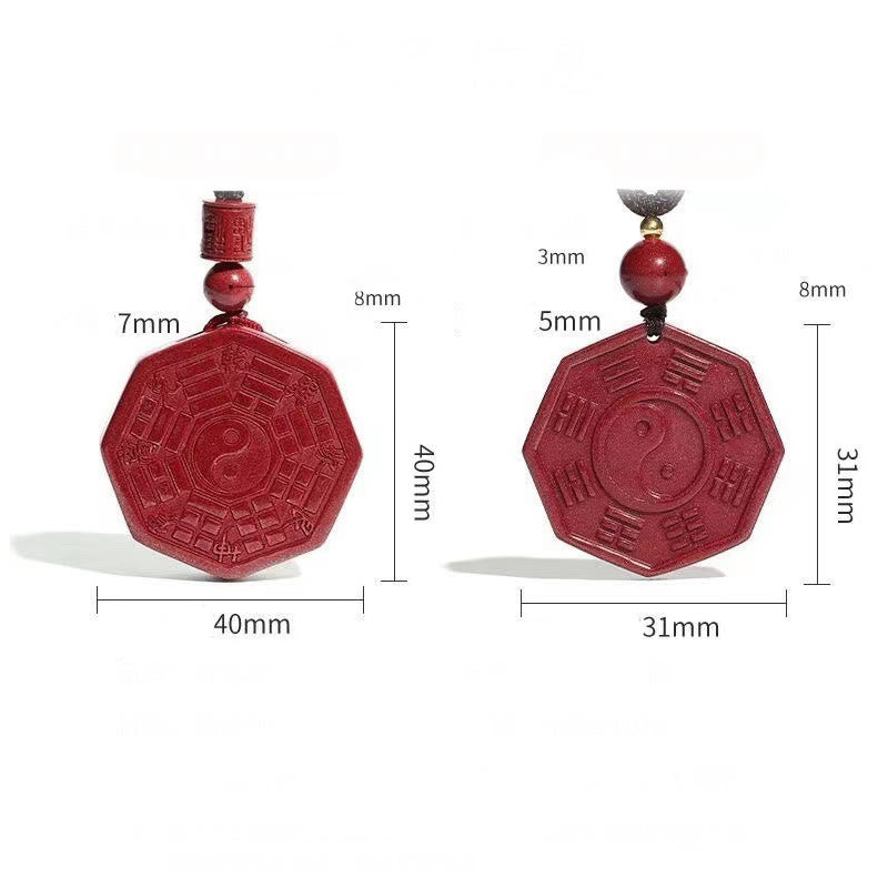 Collier pendentif calme en Buddha Stones en cinabre naturel Bagua Taishang Laojun Fu