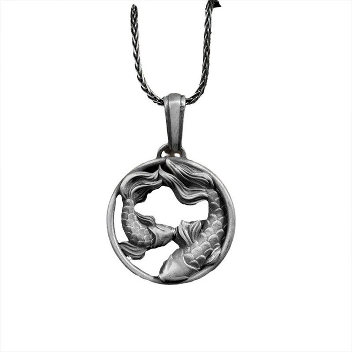 Collier avec pendentif en étain pur en forme de poisson Koi double de Buddha Stones - image 4