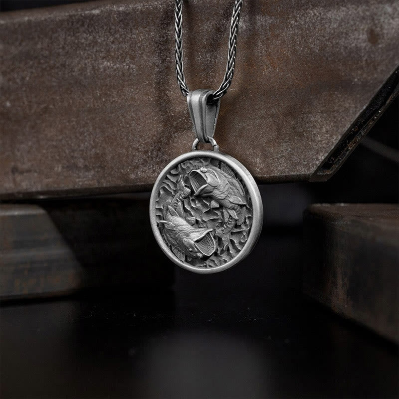 Collier pendentif de richesse en forme de poisson Koi poli en étain pur Buddha Stones - image 2