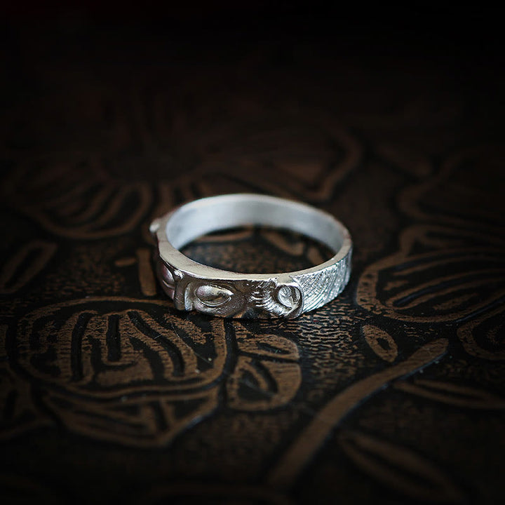 Bague de protection des yeux de Bouddha en argent sterling 999 de Buddha Stones - image 8