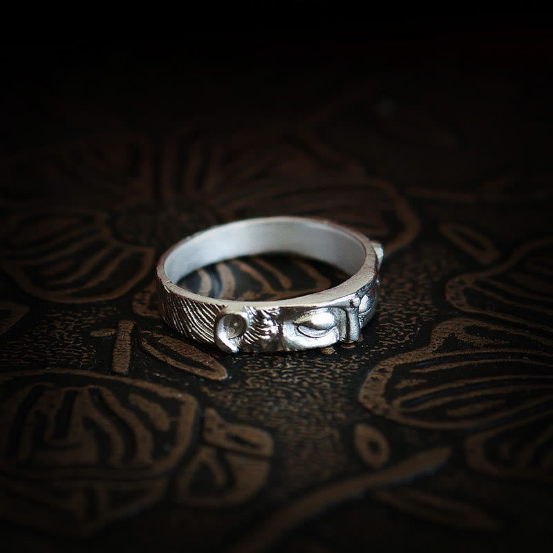 Bague de protection des yeux de Bouddha en argent sterling 999 de Buddha Stones - image 7