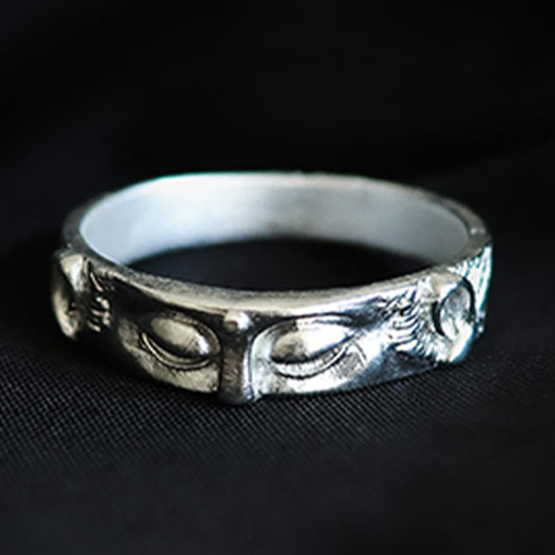 Bague de protection des yeux de Bouddha en argent sterling 999 de Buddha Stones - image 1