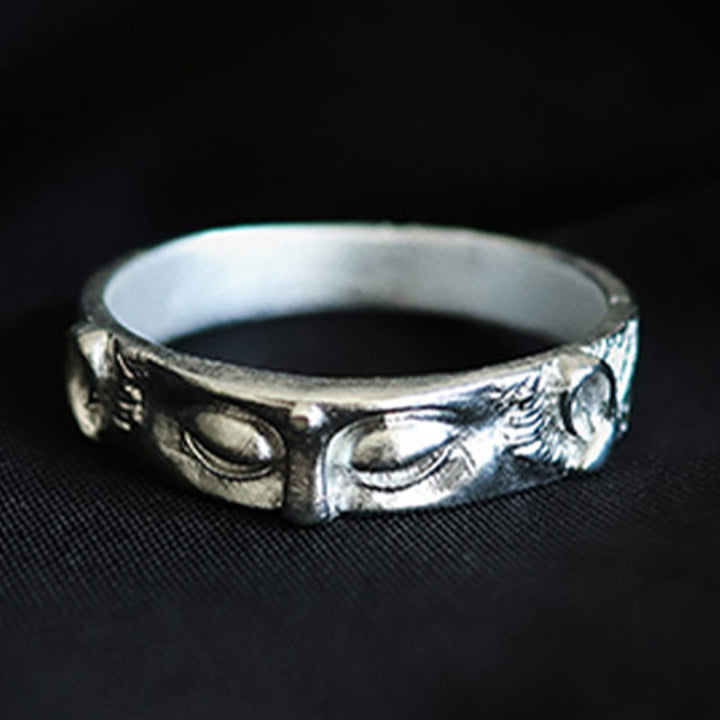 Bague de protection des yeux de Bouddha en argent sterling 999 de Buddha Stones - image 1
