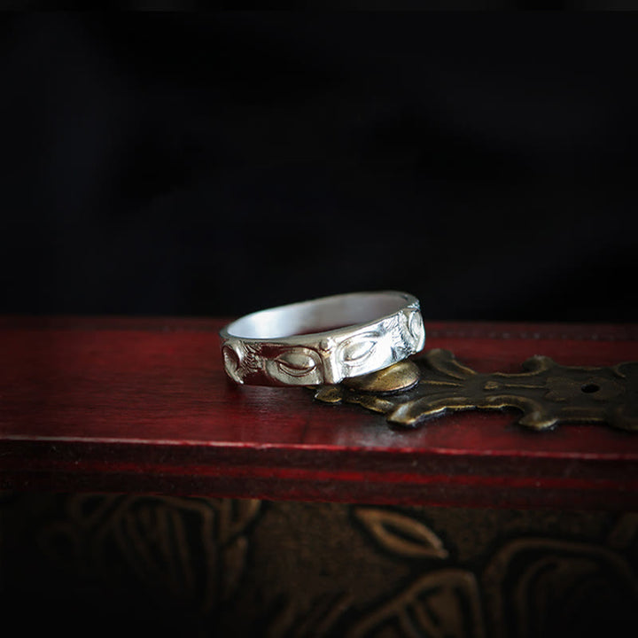 Bague de protection des yeux de Bouddha en argent sterling 999 de Buddha Stones - image 4