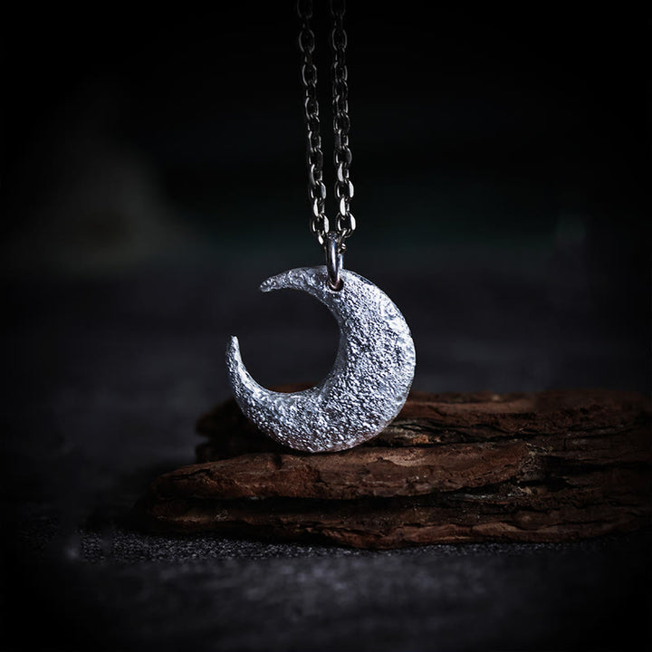 Collier pendentif en argent sterling 999 avec Buddha Stones et équilibre lunaire - Chaîne en argent sterling 999 et acier titane - image 0