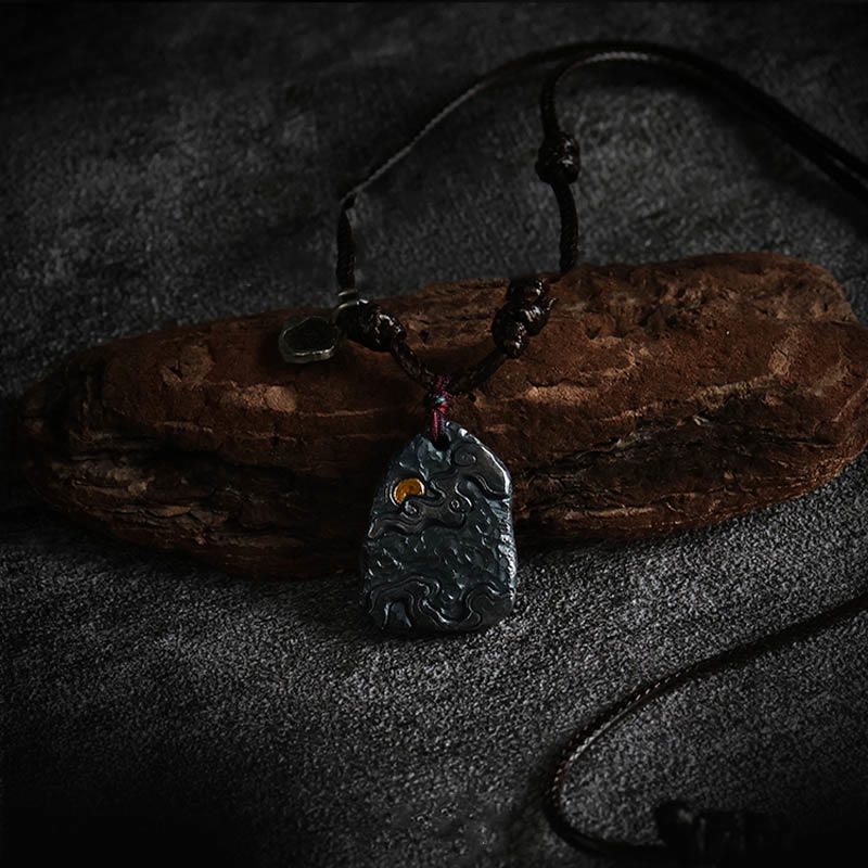 Collier pendentif de protection des nuages de bon augure en argent sterling 999 et or 24 carats Buddha Stones