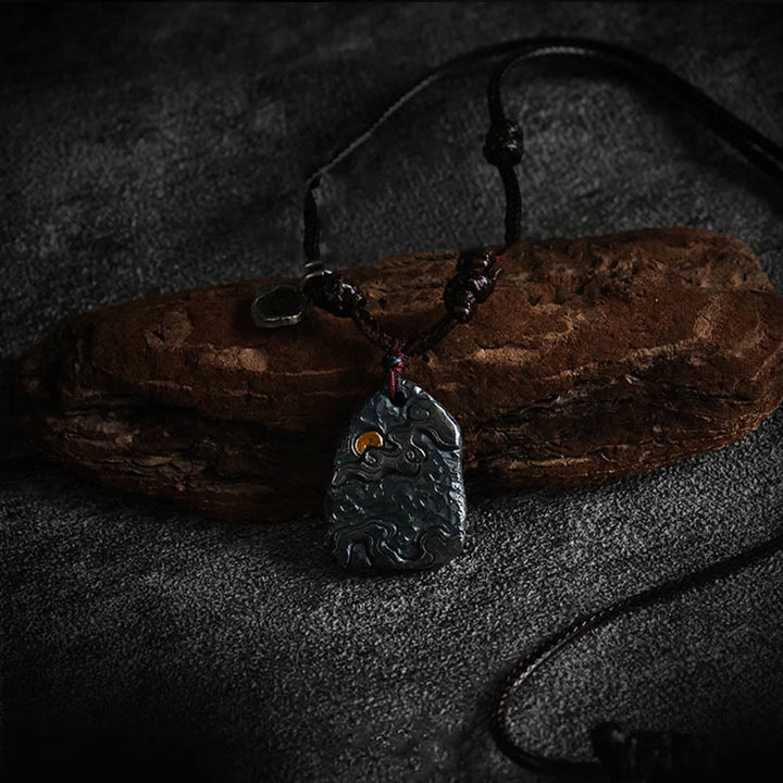 Collier pendentif de protection des nuages de bon augure en argent sterling 999 et or 24 carats Buddha Stones