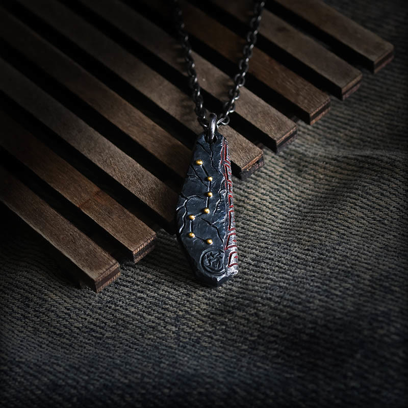 Collier pendentif en argent sterling 999 Buddha Stones et balance de la Grande Ourse - Chaîne en argent sterling 999 - image 1