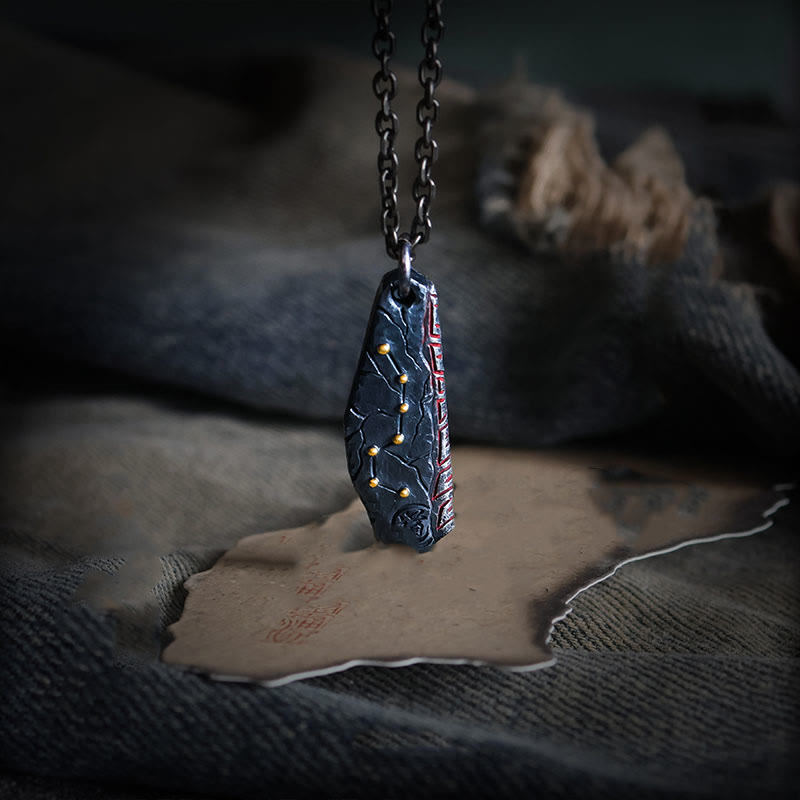 Collier pendentif en argent sterling 999 Buddha Stones et balance de la Grande Ourse - Chaîne en argent sterling 999 et acier titane - image 0