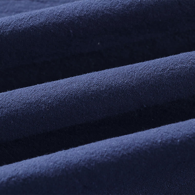 Chemise homme en coton et lin à manches trois-quarts et un bouton avec Buddha Stones - image 7