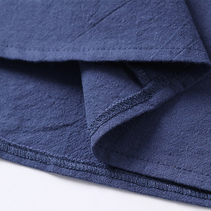 Chemise homme en coton et lin à manches trois-quarts et un bouton avec Buddha Stones - image 12