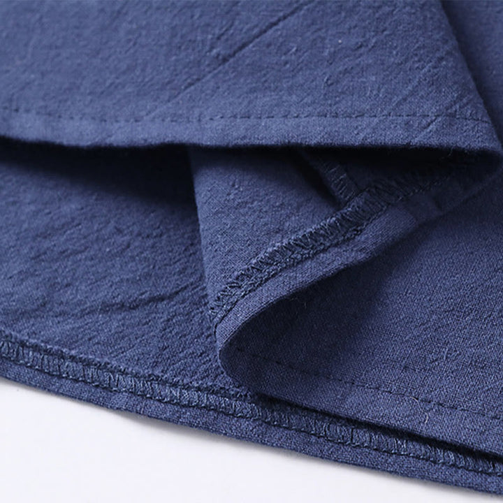 Chemise homme en coton et lin à manches trois-quarts et un bouton avec Buddha Stones - image 12