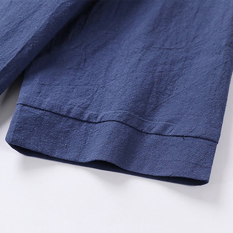 Chemise homme en coton et lin à manches trois-quarts et un bouton avec Buddha Stones - image 11