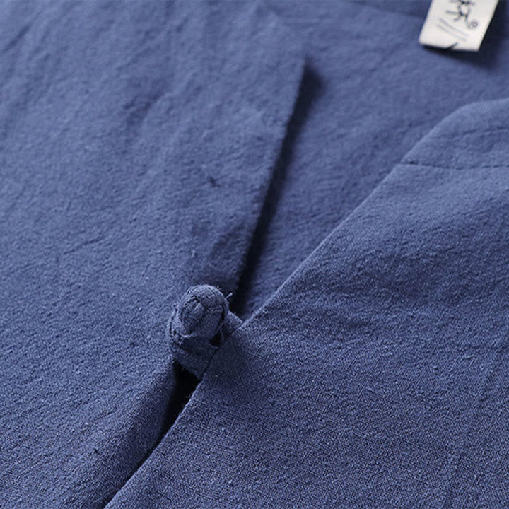 Chemise homme en coton et lin à manches trois-quarts et un bouton avec Buddha Stones - image 10