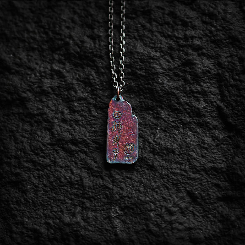 Collier pendentif en argent sterling 999 et or 24 carats Buddha Stones et équilibre solaire
