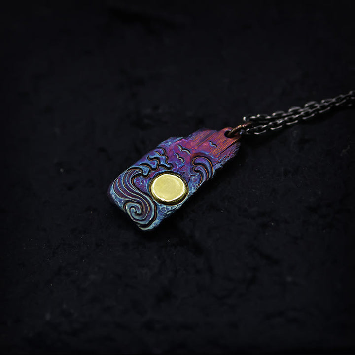 Collier pendentif en argent sterling 999 et or 24 carats Buddha Stones et équilibre solaire