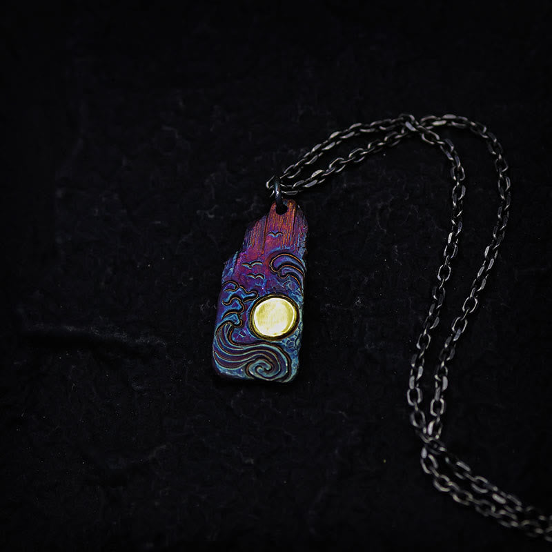 Collier pendentif en argent sterling 999 et or 24 carats Buddha Stones et équilibre solaire