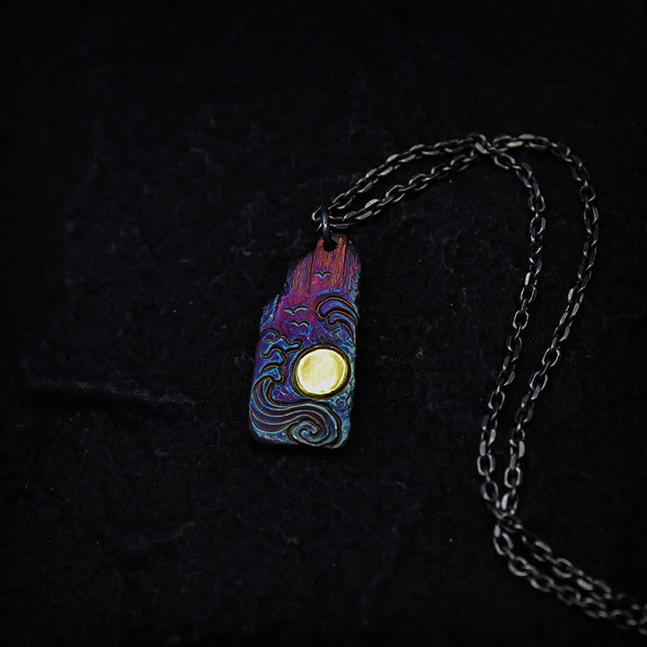 Collier pendentif en argent sterling 999 et or 24 carats Buddha Stones et équilibre solaire